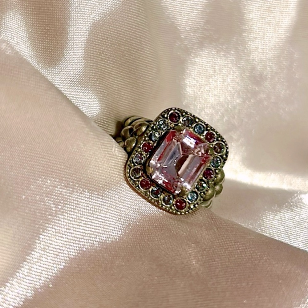 Sorrelli Antiqued Gold and Pink Stone Ring-Boutique
